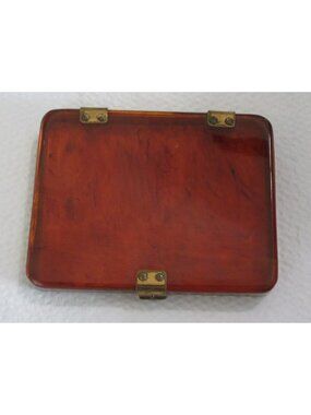 Antique Faux Tortoise Shell Celluloid Gold Tone Cigarette Holder Case Made USA